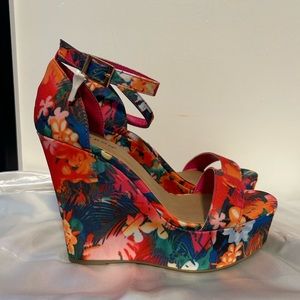Multi Colored Floral Wedges